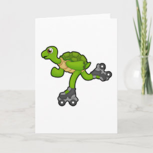 Carte Tortue en patineur avec des rollers