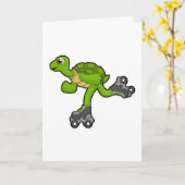 Carte Tortue en patineur avec des rollers (Fleur jaune)