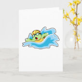 Carte Tortue en train de nager dans l'eau (Fleur jaune)