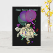 Carte Tortue et escargot "Joyeux Anniversaire !". (Fleur jaune)