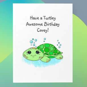 Carte Tortue personnalisée Joyeux anniversaire Page Co