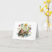 Carte Tortue précieuse avec beaucoup de fleurs Blank Gre (Fleur jaune)