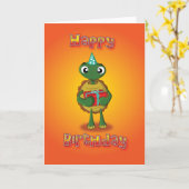 Carte tortue - présent - joyeux anniversaire (Fleur jaune)