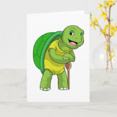 Carte Tortue retraitée avec canne (Fleur jaune)