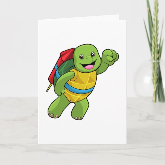 Carte Tortue volant avec fusée (Devant)