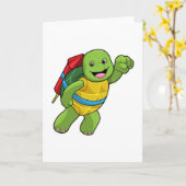 Carte Tortue volant avec fusée (Fleur jaune)