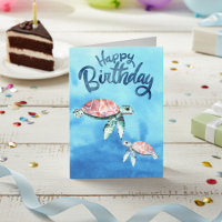 Tortues Marines Aquarelle Bon Anniversaire