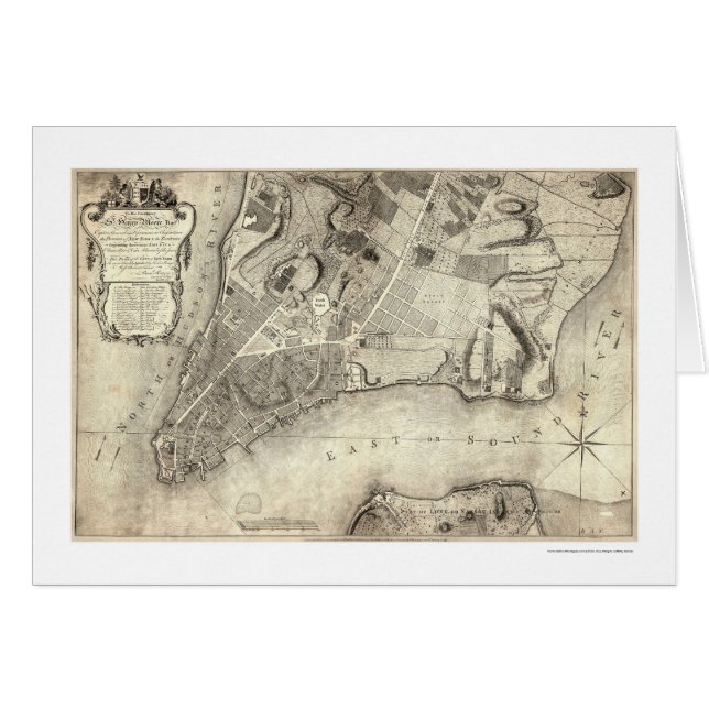 Carte tôt 1776 de New York City (Devant horizontal)