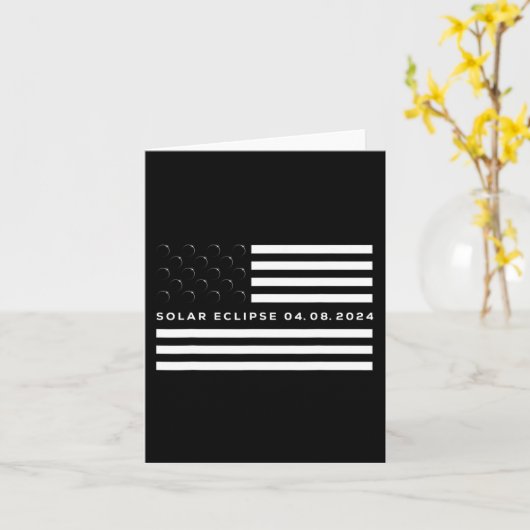 Carte Total Solar Eclipse US American Flag 04.08.2024 À (Fleur jaune)