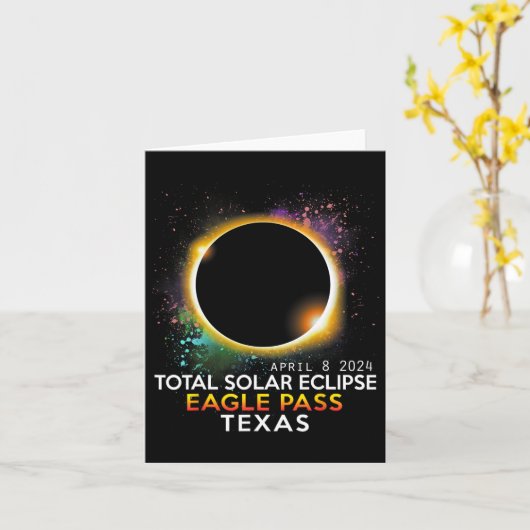 Carte Totalité Total Solaire Eclipse Eagle Pass Texas Ap (Fleur jaune)