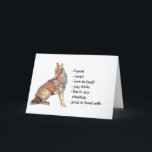 Carte Totem de coyote, anniversaire drôle de guide<br><div class="desc">La carte inspirée et chant religieux mais drôle de totem de coyote,  de guide animal est une carte d'anniversaire parfaite pour votre personne préférée de coyote dans votre vie qui montre toutes ces caractéristiques.</div>