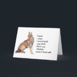 Carte Totem de coyote, anniversaire drôle de guide<br><div class="desc">La carte inspirée et chant religieux mais drôle de totem de coyote,  de guide animal est une carte d'anniversaire parfaite pour votre personne préférée de coyote dans votre vie qui montre toutes ces caractéristiques.</div>