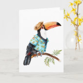 Carte Toucan en chemise hawaïenne (Fleur jaune)