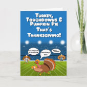 Carte Touchdowns drôles de dinde de Thanksgiving (Devant)