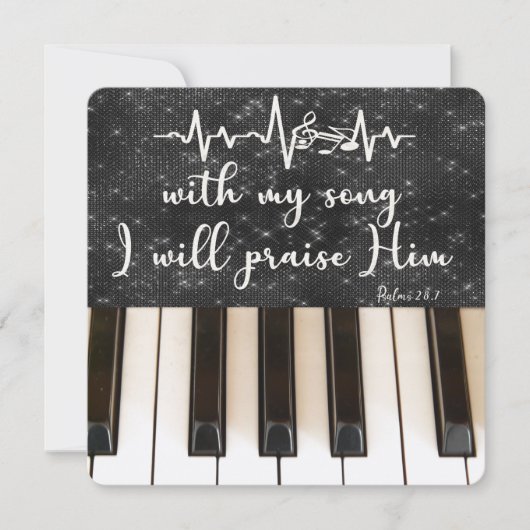 Carte Touches de piano avec Psaumes Bible Verse Citation (Devant)
