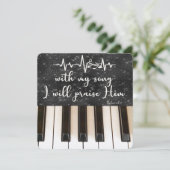 Carte Touches de piano avec Psaumes Bible Verse Citation (Debout devant)