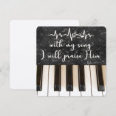Carte Touches de piano avec Psaumes Bible Verse Citation (Devant / Derrière)