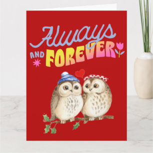 Carte Toujours et à jamais adorables hiboux amoureux