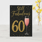 Carte Toujours fabuleuse à 60 ans, Glamour avec du rosé  (Fleur jaune)