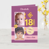 Carte Toujours si mignonnes photos violet 18e anniversai (Fleur jaune)