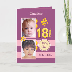 Carte Toujours si mignonnes photos violet 18e anniversai