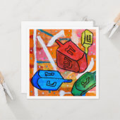 Carte Toupies de dreidel (Devant/Arrière en situation)