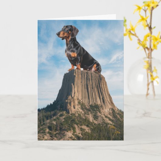 Carte tour Dachshund Devil (Fleur jaune)