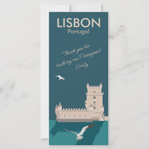 Carte Tour de Belem de Lisbonne dans le style poster vin