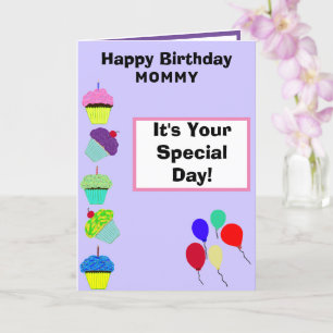 Carte Tour de cupcake rose pour l'anniversaire de Maman 