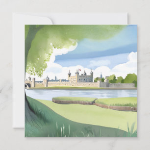 Carte Tour de Londres Paysage aquarelle Royaume-Uni