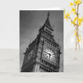 Carte Tour d'horloge noire et blanche de Big Ben (Fleur jaune)