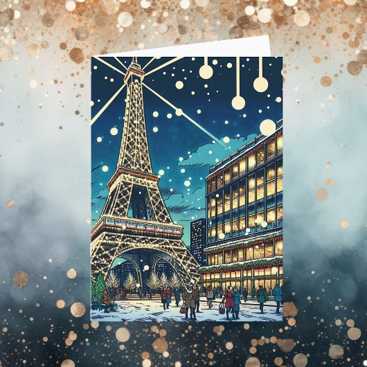 Carte Tour Eiffel à Paris, France à l'heure de Noël