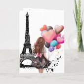 Carte Tour Eiffel Chic, Fille, Ballons Coeur Anniversair (Dos)