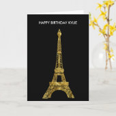 Carte Tour Eiffel de charme d'or (Fleur jaune)