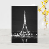Carte Tour Eiffel la nuit - B/W (Fleur jaune)