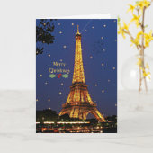 Carte Tour Eiffel Noël, photographie de fêtes de fin d'a (Fleur jaune)