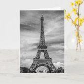 Carte Tour Eiffel noir et blanc Paris France (Fleur jaune)