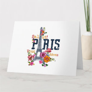 Carte Tour Eiffel Paris Chemise Salut Flower Paris Fra
