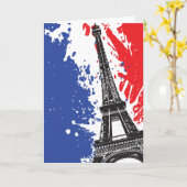 Carte Tour Eiffel | Paris, France | Drapeau Grunge (Fleur jaune)