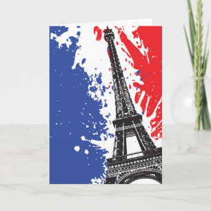 Carte Tour Eiffel   Paris, France   Drapeau Grunge
