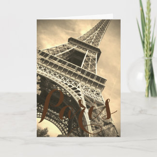 Carte Tour Eiffel Paris France Sépia Voyage Vintage 