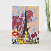 Carte Tour Eiffel, Paris Iris, Fleurs de printemps (Devant)