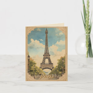 Carte Tour Eiffel Paris Voyage Style Rétro Art Vintage