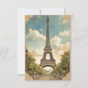 Carte Tour Eiffel Paris Voyage Style Rétro Art Vintage