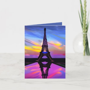 Carte Tour Eiffel Pittoresque Au Coucher Du Soleil