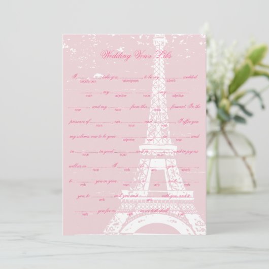 Carte Tour Eiffel rose Mariage Vows Libs Jeu (Debout devant)