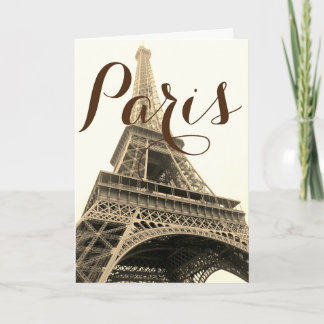 Carte Tour Eiffel sépia Paris France Voyage Vintage