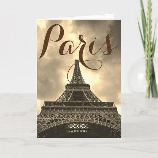 Carte Tour Eiffel Sépia Paris France Voyage Vintage