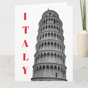 Carte Tour penchée noir blanc de Pise Italie