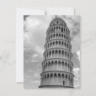 Carte Tour penchée noir blanc de Pise Italie